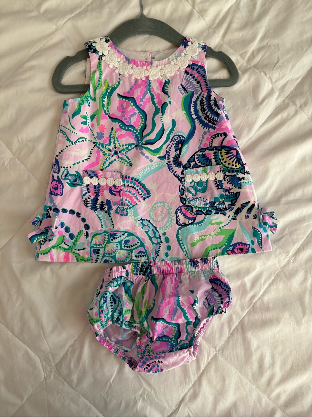 Lily Pulitzer Toddler Pink Sea Life Tank Top & Bloomers Set Size 6-12 mth